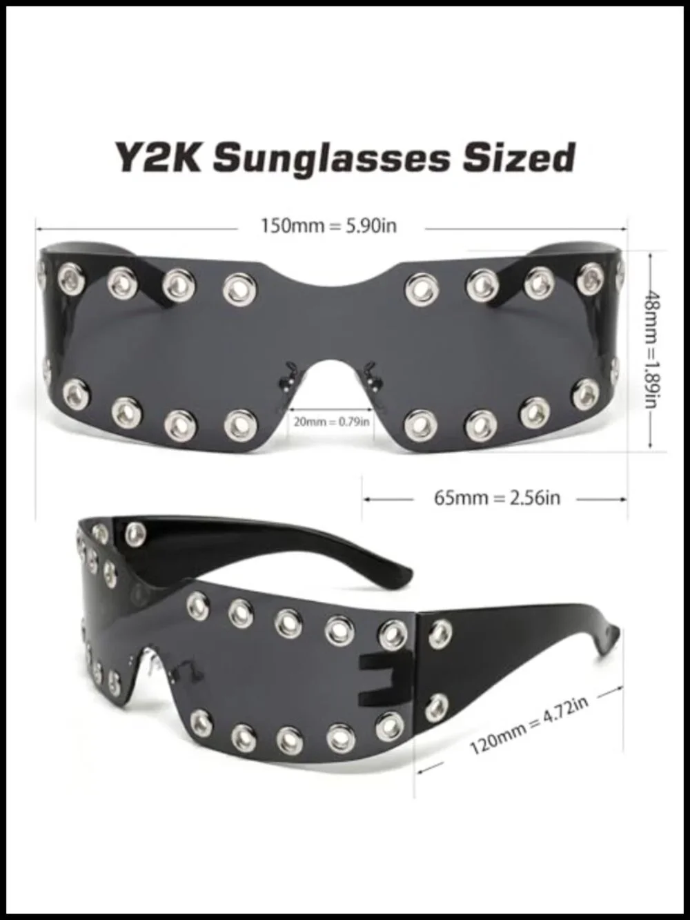 Y2K Rimless Wrap Around Sunglasses UV400 Lightweight Unisex